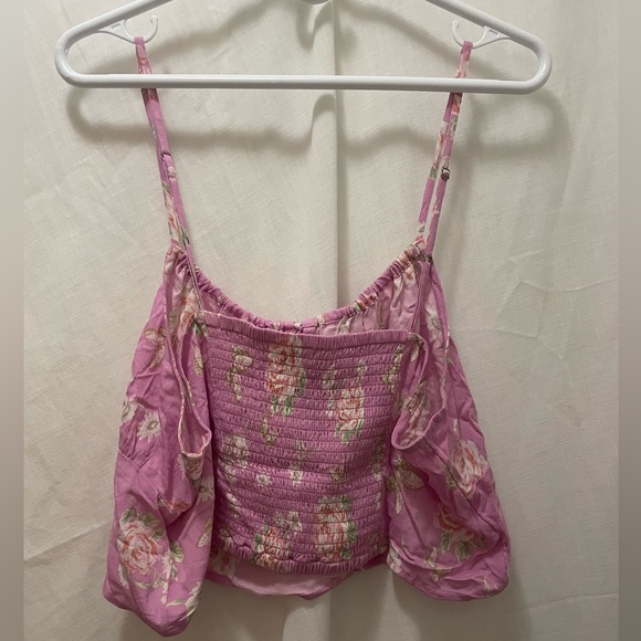 Womens 2X cropped tank top. Purple floral print - Picture 6 of 7